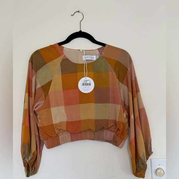 Petal & Pup Plaid Women's Top - Picture 1 of 2